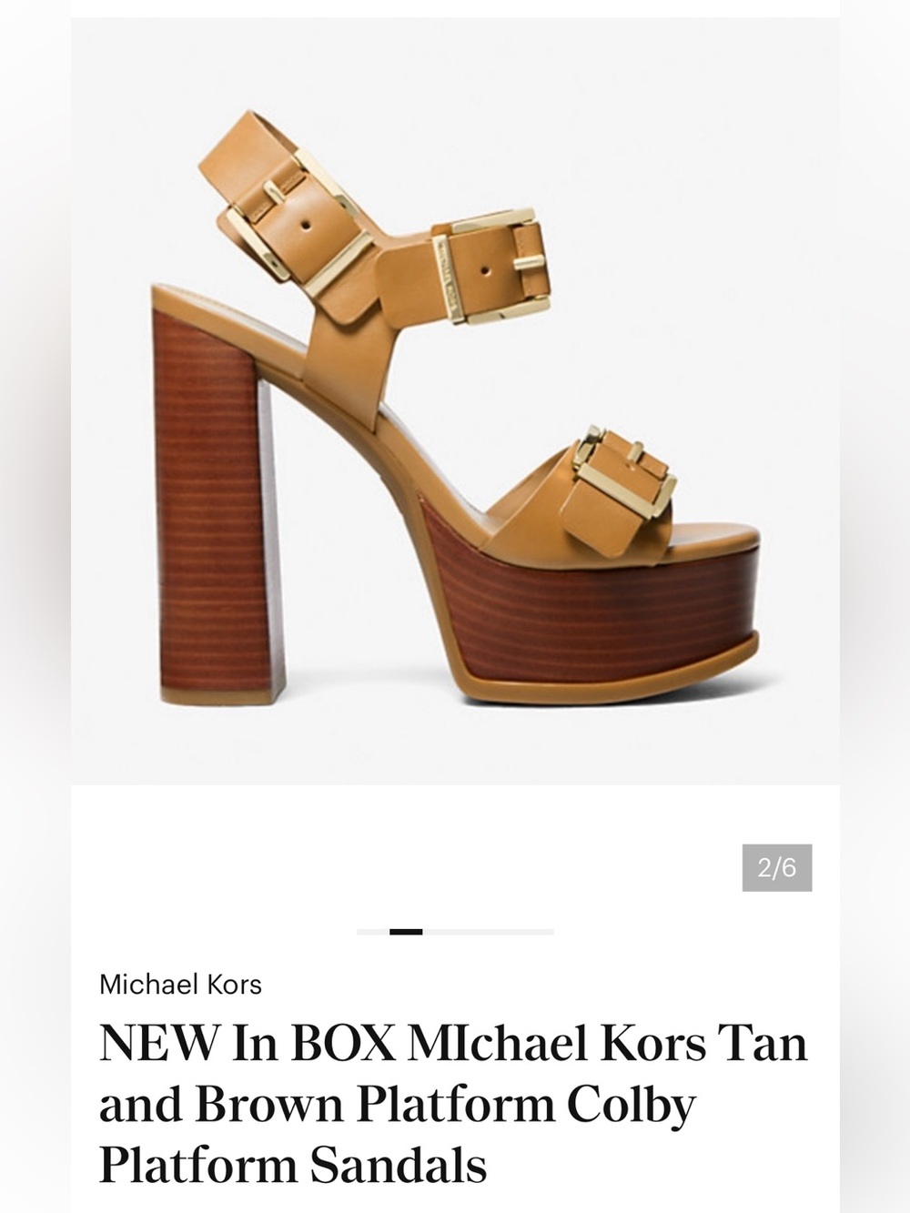Michael Kors Tan & Brown Platform Sandals with Gold Buckles